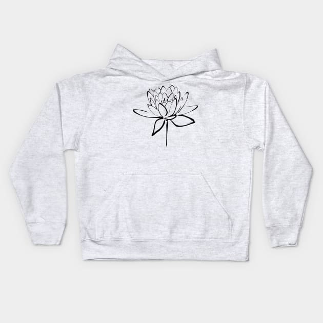 Lotus Flower Calligraphy (Black) Kids Hoodie by Makanahele